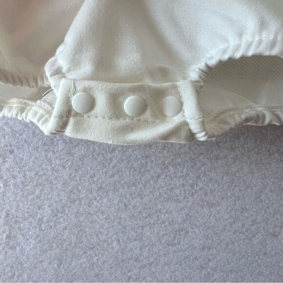 NEW Christian White Baby Onesie 6-12M snap closure and stretchy thigh - Picture 4 of 7